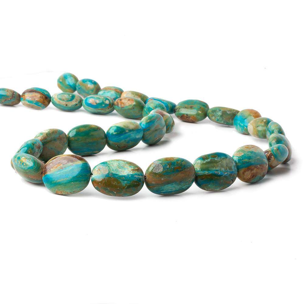 14x11-20x15mm Peruvian Blue Opal with Matrix plain oval nuggets 18 inch 29 beads AA - Beadsofcambay.com