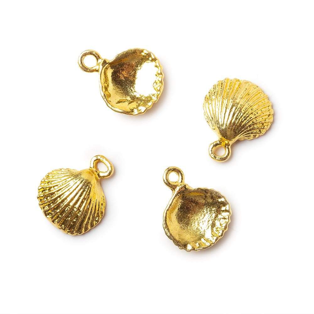 14x11mm 22kt Gold plated Seashell Charm Set of 4 - Beadsofcambay.com