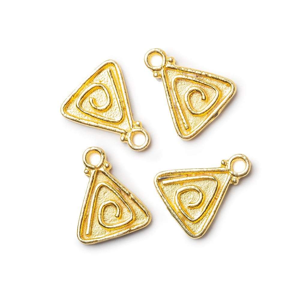 14x11mm 22kt Gold plated Trillion Charm Set of 4 - Beadsofcambay.com