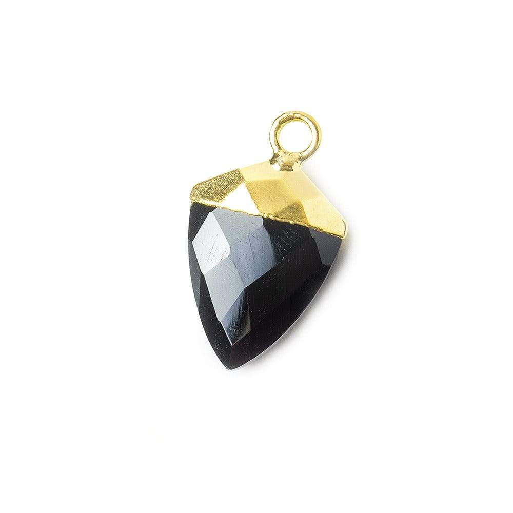 14x11mm Gold Leafed Black Chalcedony faceted Shield Pendant 1 piece - Beadsofcambay.com