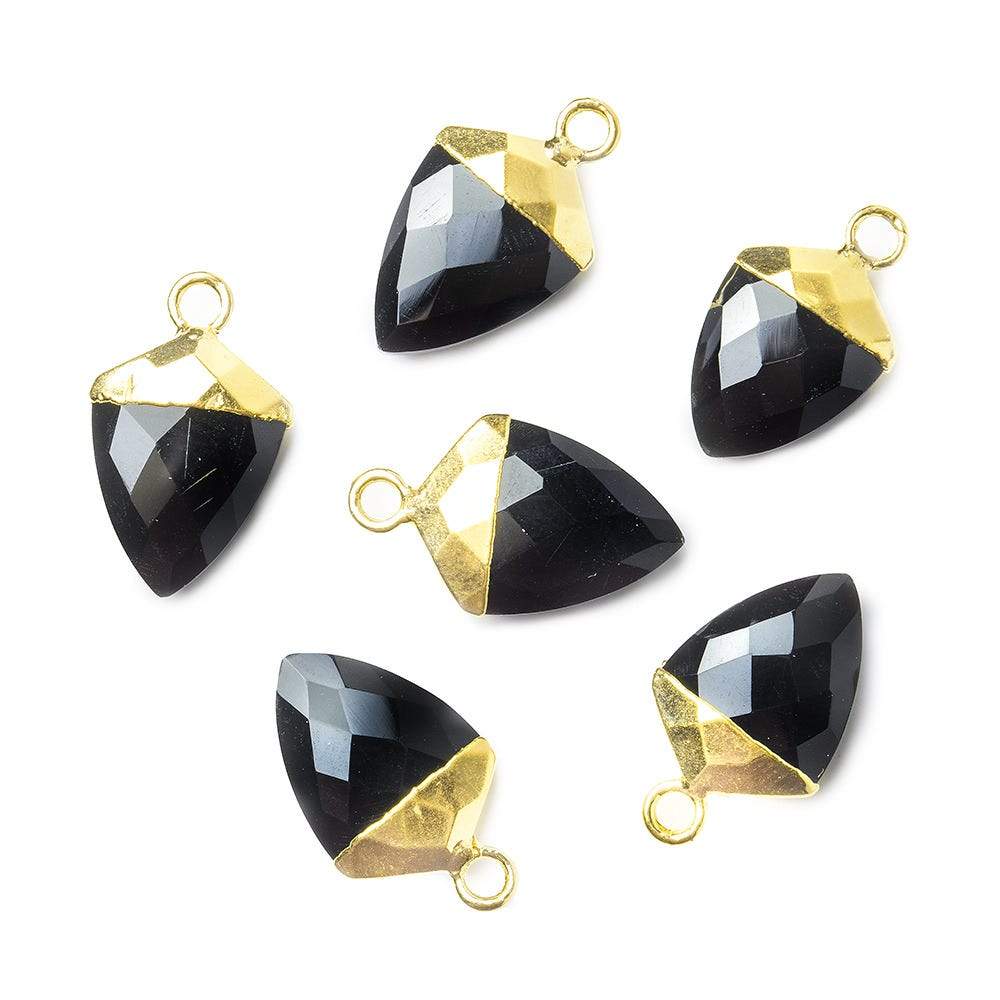 14x11mm Gold Leafed Black Chalcedony faceted Shield Pendant 1 piece - Beadsofcambay.com