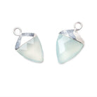 14x11mm Silver Leafed Seafoam Blue Chalcedony faceted Point Pendant 1 piece - Beadsofcambay.com