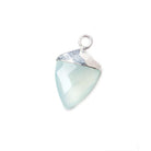 14x11mm Silver Leafed Seafoam Blue Chalcedony faceted Point Pendant 1 piece - Beadsofcambay.com