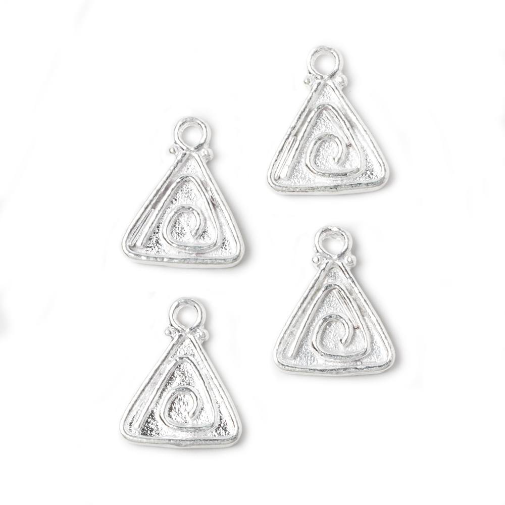 14x11mm Silver plated Trillion Charm Set of 4 - Beadsofcambay.com