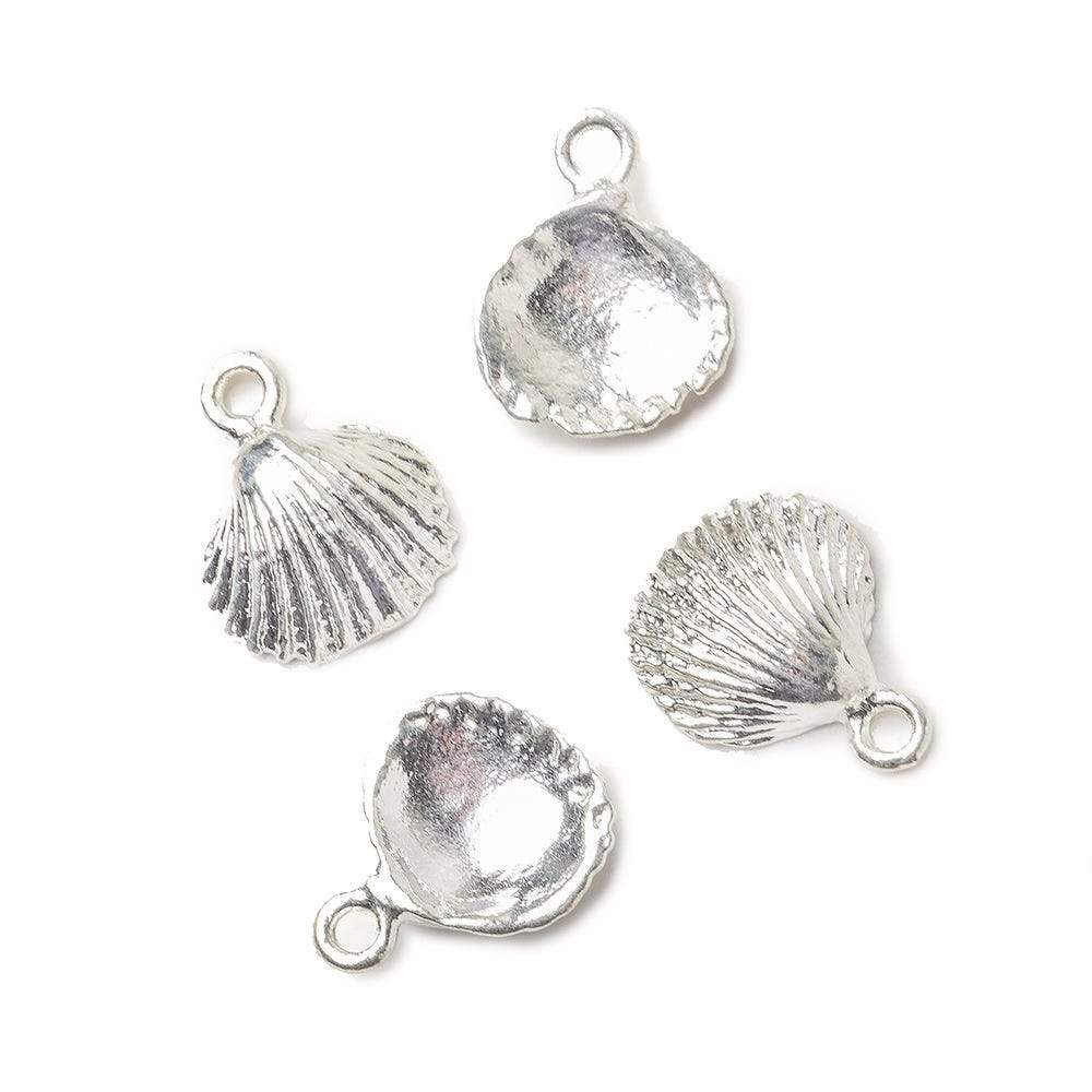 14x11mm Sterling Silver plated Seashell Charm Set of 4 - Beadsofcambay.com