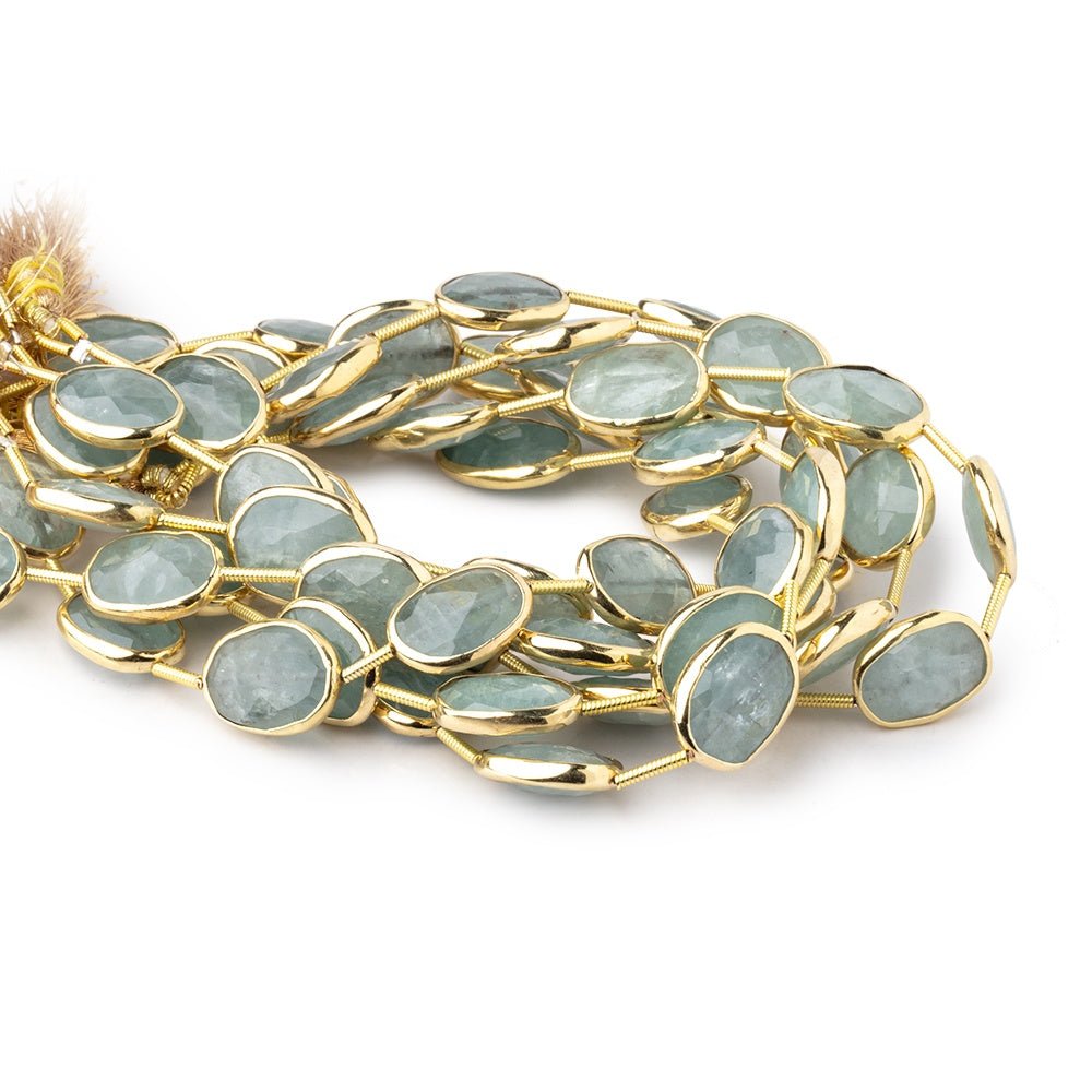 14x11mm Vermeil Bezel Aquamarine Faceted Nugget Beads 8 inch 10 pieces - Beadsofcambay.com