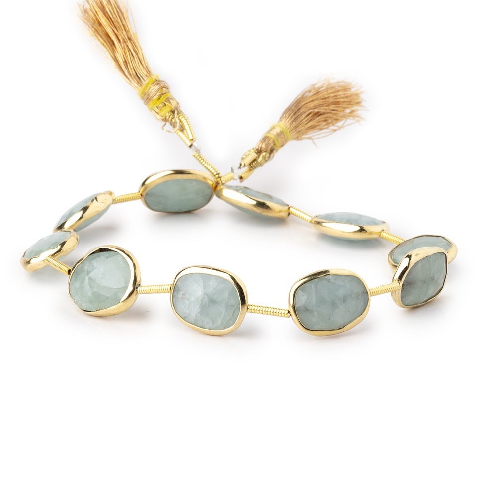 14x11mm Vermeil Bezel Aquamarine Faceted Nugget Beads 8 inch 10 pieces - Beadsofcambay.com