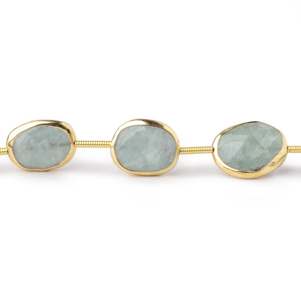 14x11mm Vermeil Bezel Aquamarine Faceted Nugget Beads 8 inch 10 pieces - Beadsofcambay.com