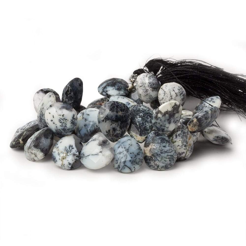 14x12-18x11mm Dendritic Opal Faceted Pear Briolette 7 inch 36 beads AA - Beadsofcambay.com