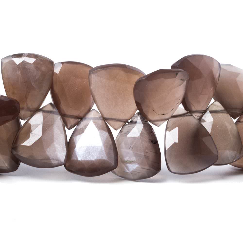 14x12-18x15mm Chocolate Moonstone faceted flat trillion beads 8 inch 38 pcs - Beadsofcambay.com