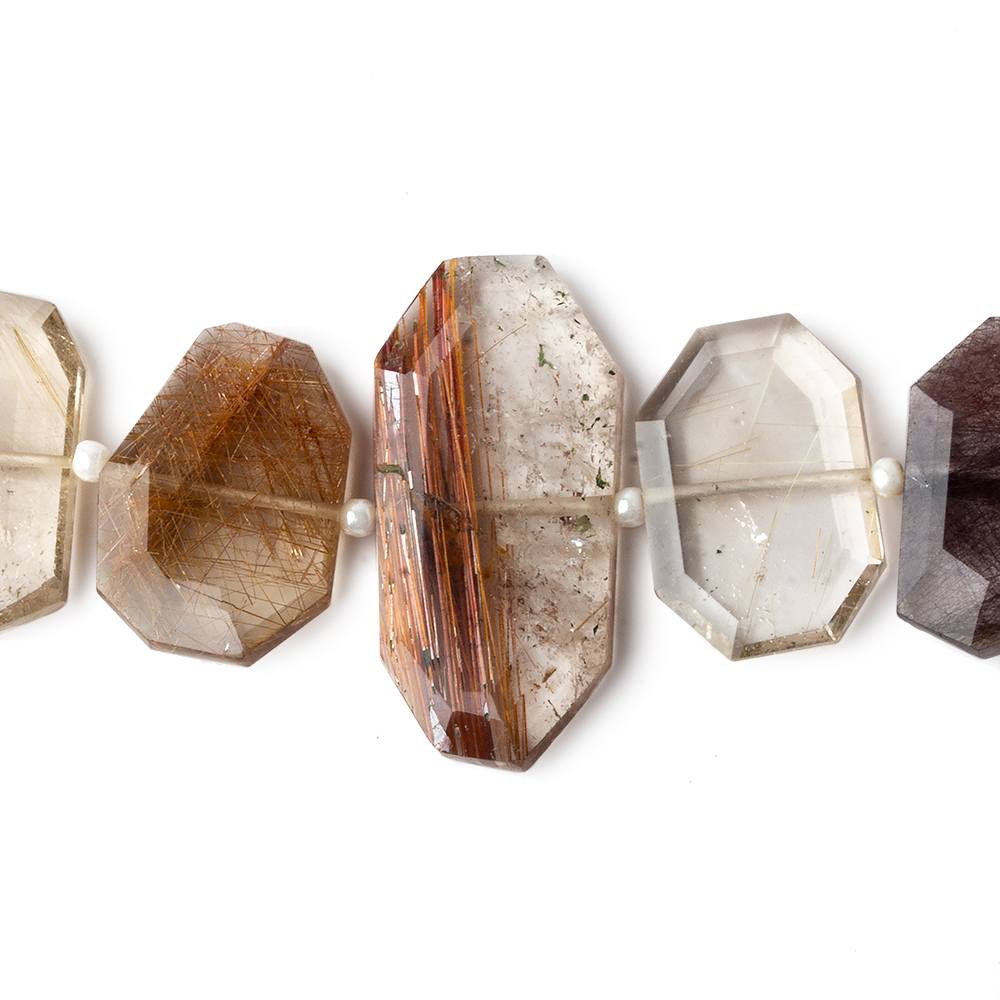 14x12-26x13mm Rutilated Quartz Side Drilled Bevel Faceted Flat Nuggets 18 inch 34 pieces AA - Beadsofcambay.com
