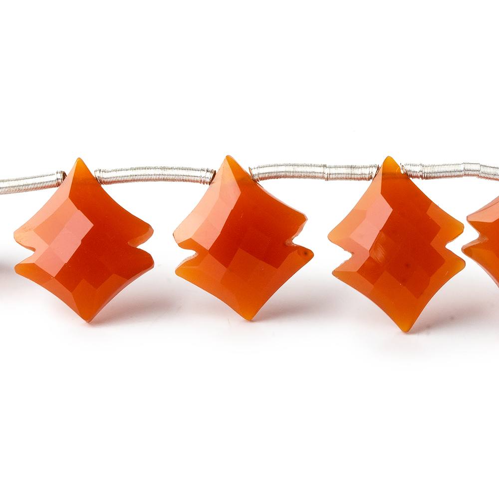 14x12mm - 17x13mm Carnelian faceted fancy shapes 8 inch 13 pieces - Beadsofcambay.com