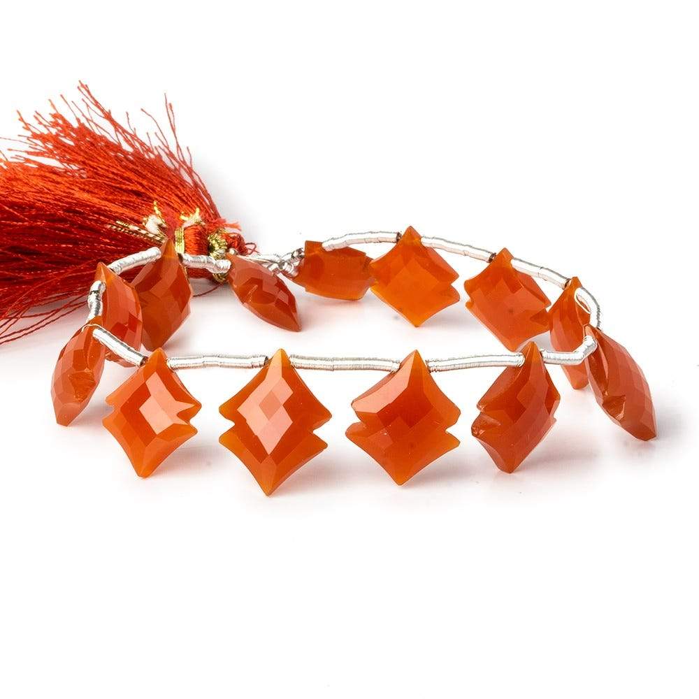 14x12mm - 17x13mm Carnelian faceted fancy shapes 8 inch 13 pieces - Beadsofcambay.com