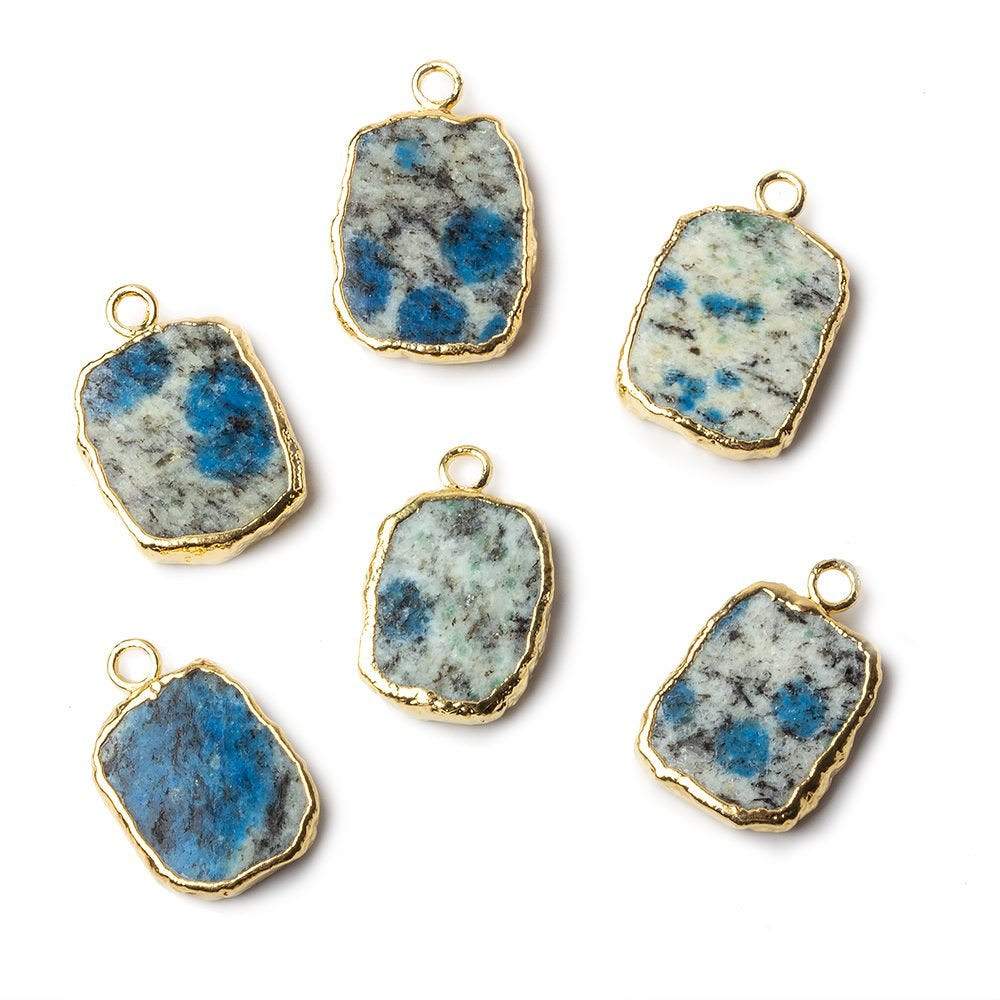 14x12mm Gold leafed K2 Azurite Granite "K2 Jasper" Slice Pendant 1 piece - Beadsofcambay.com