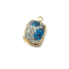 14x12mm Gold leafed K2 Azurite Granite "K2 Jasper" Slice Pendant 1 piece - Beadsofcambay.com