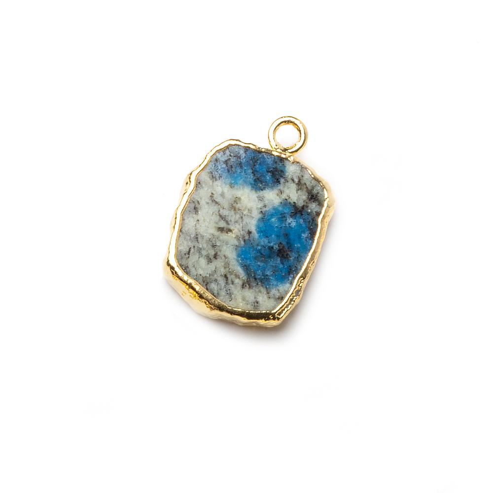 14x12mm Gold leafed K2 Azurite Granite "K2 Jasper" Slice Pendant 1 piece - Beadsofcambay.com