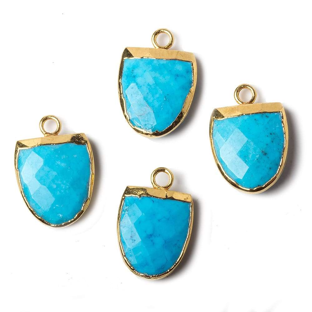 14x12mm Gold Leafed Turquoise Magnesite Half Oval Pendant 1 focal bead - Beadsofcambay.com
