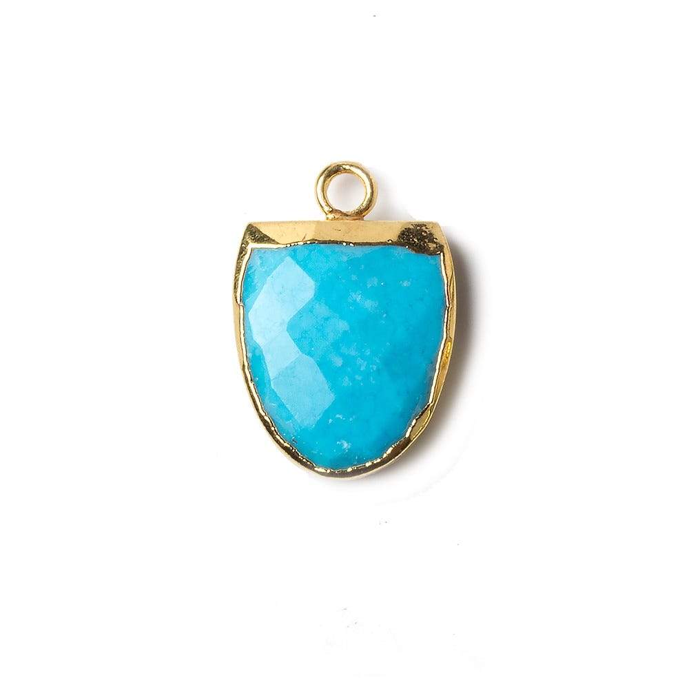14x12mm Gold Leafed Turquoise Magnesite Half Oval Pendant 1 focal bead - Beadsofcambay.com