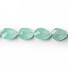 14x12mm Sea Blue Chalcedony straight drilled faceted nugget beads 8 inch 14 pieces A - Beadsofcambay.com