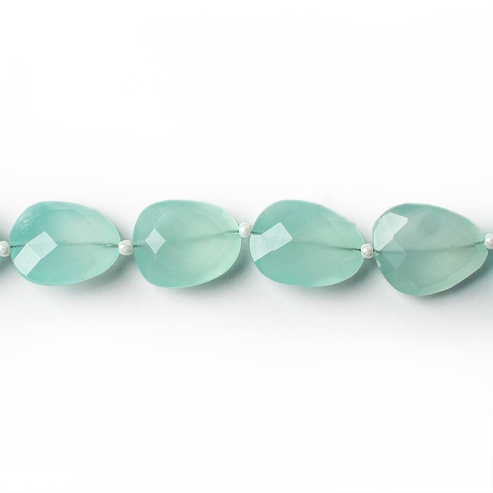 14x12mm Sea Blue Chalcedony straight drilled faceted nugget beads 8 inch 14 pieces A - Beadsofcambay.com