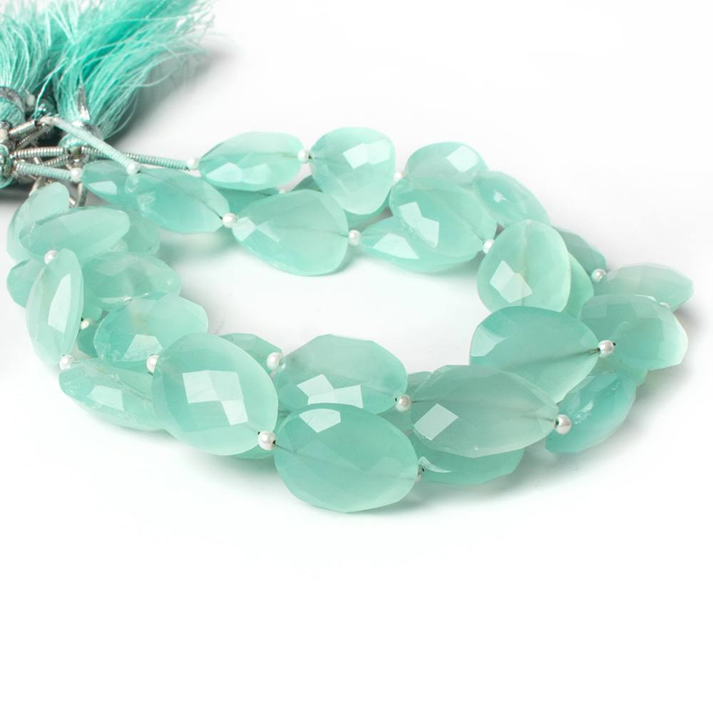 14x12mm Sea Blue Chalcedony straight drilled faceted nugget beads 8 inch 14 pieces A - Beadsofcambay.com