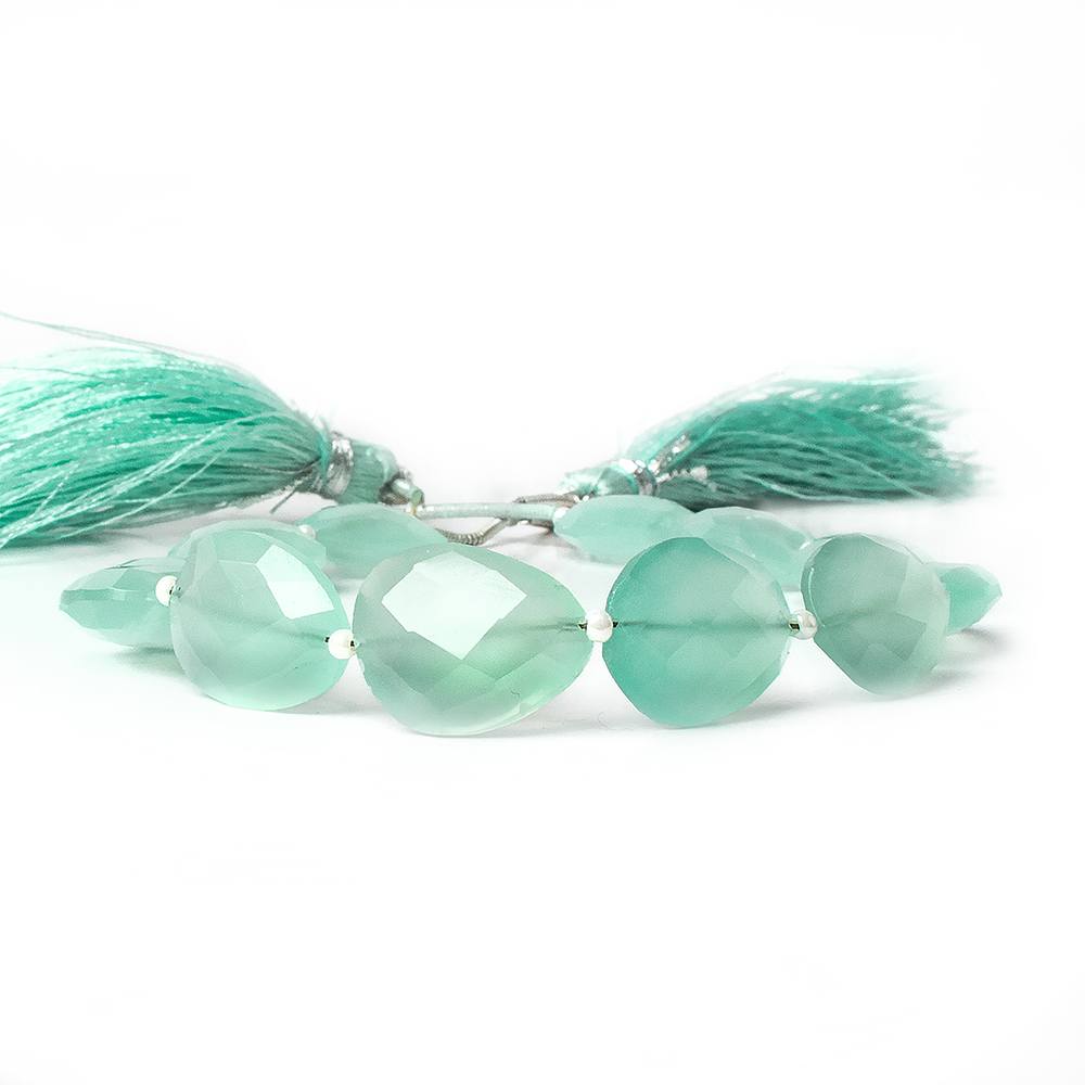14x12mm Sea Blue Chalcedony straight drilled faceted nugget beads 8 inch 14 pieces A - Beadsofcambay.com