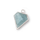 14x12mm Silver Leafed Aquamarine Faceted Diamond Shape Focal Pendant 1 piece - Beadsofcambay.com
