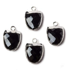 14x12mm Silver Leafed Black Chalcedony Half Oval Pendant 1 focal bead - Beadsofcambay.com