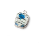 14x12mm Silver leafed K2 Azurite Granite "K2 Jasper" Slice Pendant 1 piece - Beadsofcambay.com