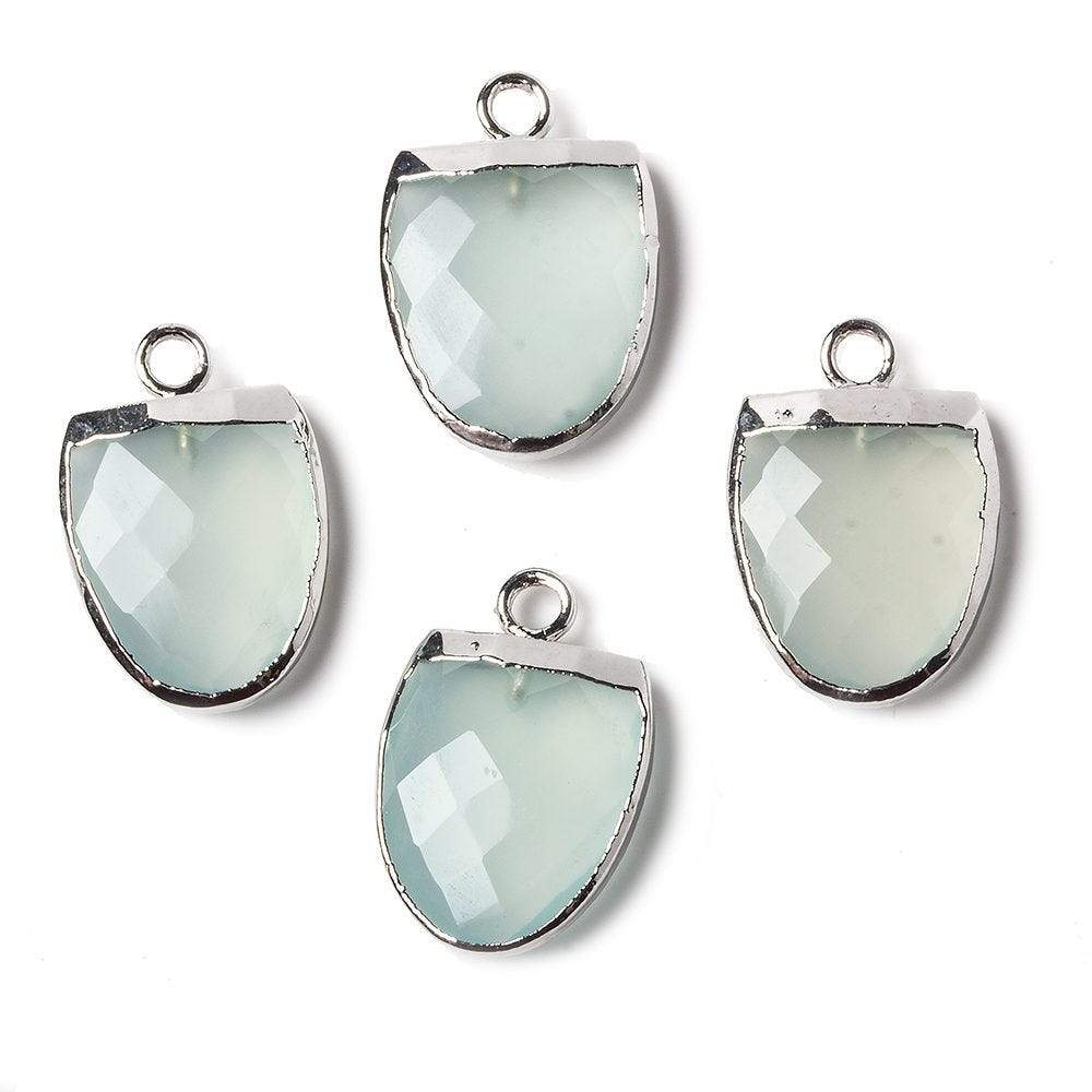 14x12mm Silver Leafed SeaGlass Green Chalcedony Half Oval Pendant 1 focal bead - Beadsofcambay.com