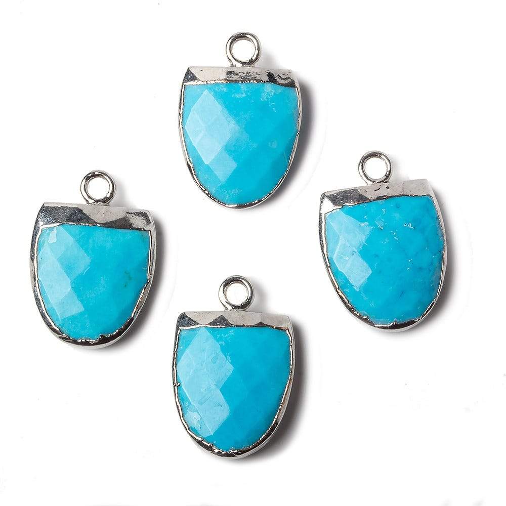 14x12mm Silver Leafed Turquoise Magnesite Half Oval Pendant 1 focal bead - Beadsofcambay.com