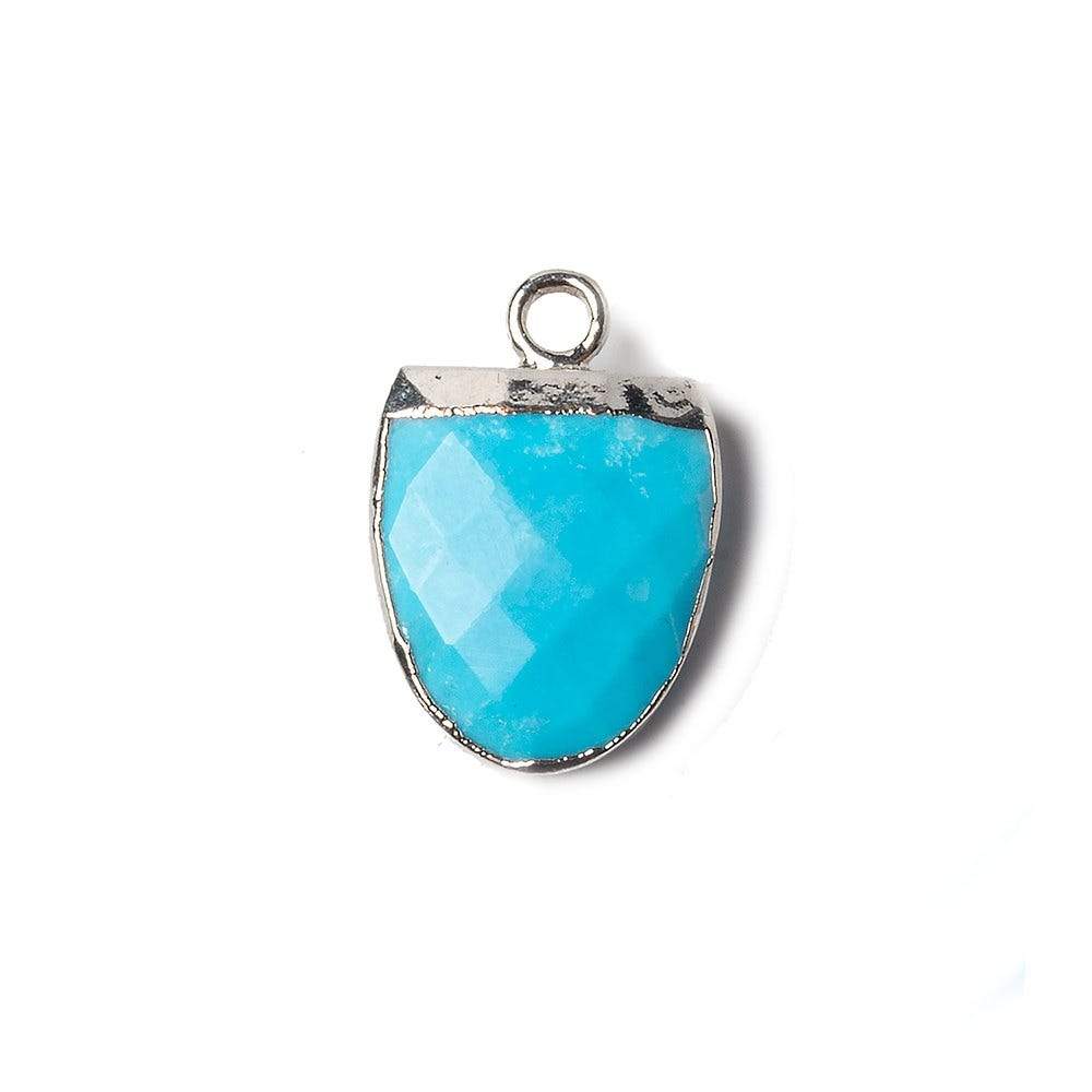 14x12mm Silver Leafed Turquoise Magnesite Half Oval Pendant 1 focal bead - Beadsofcambay.com