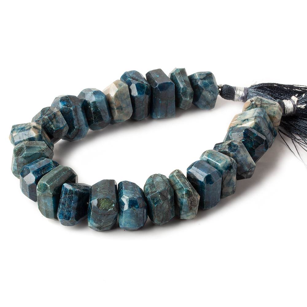 14x13-15x14mm Azurite center drilled faceted chunky nugget beads 7.5 inch 26 pieces A - Beadsofcambay.com