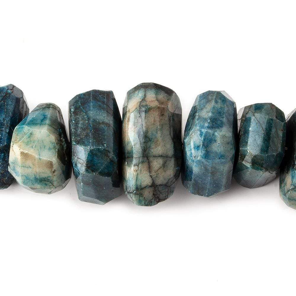14x13-15x14mm Azurite center drilled faceted chunky nugget beads 7.5 inch 26 pieces A - Beadsofcambay.com