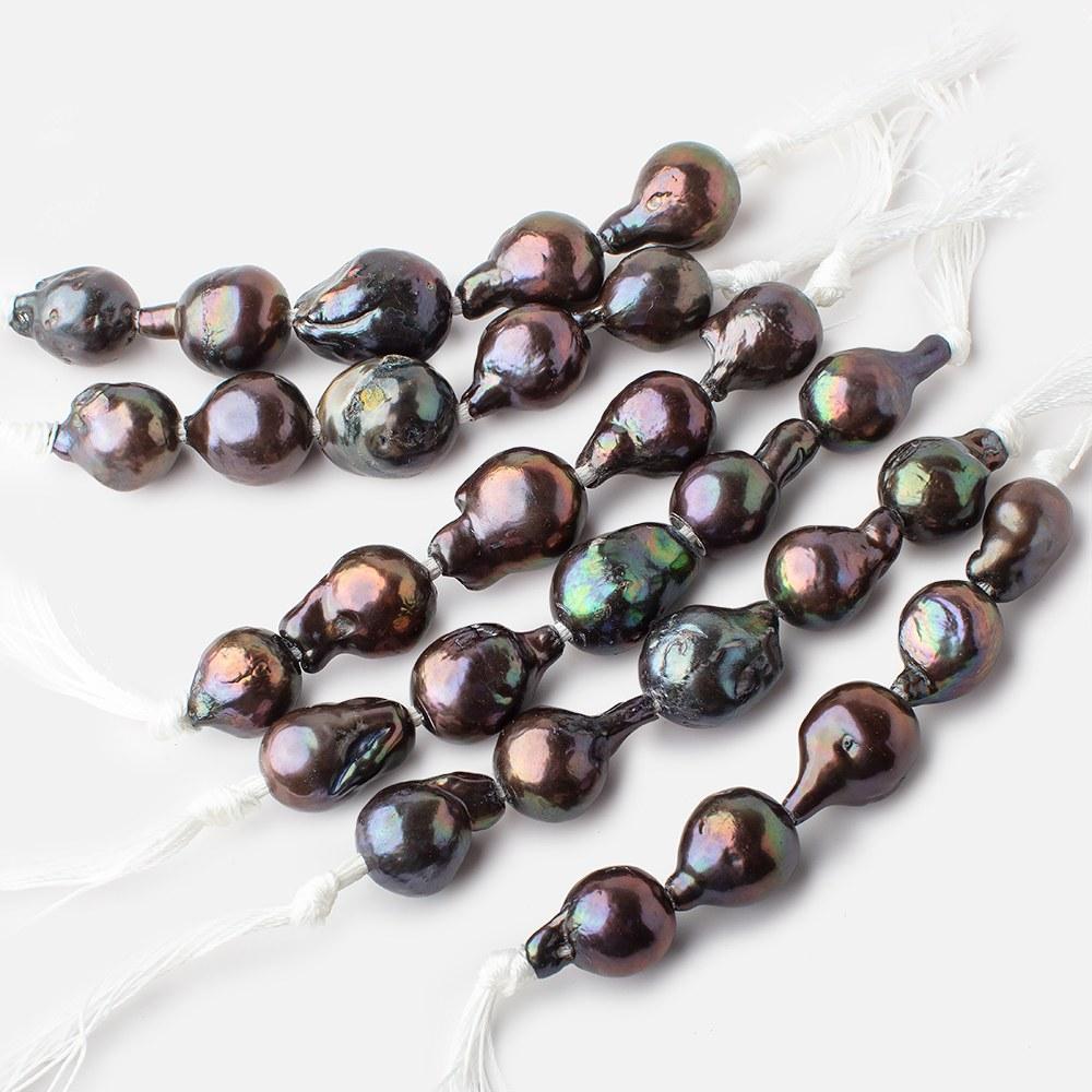 14x13-19x15mm Peacock Ultra Baroque 2.5mm Large Hole Pearls 5 Beads - Beadsofcambay.com