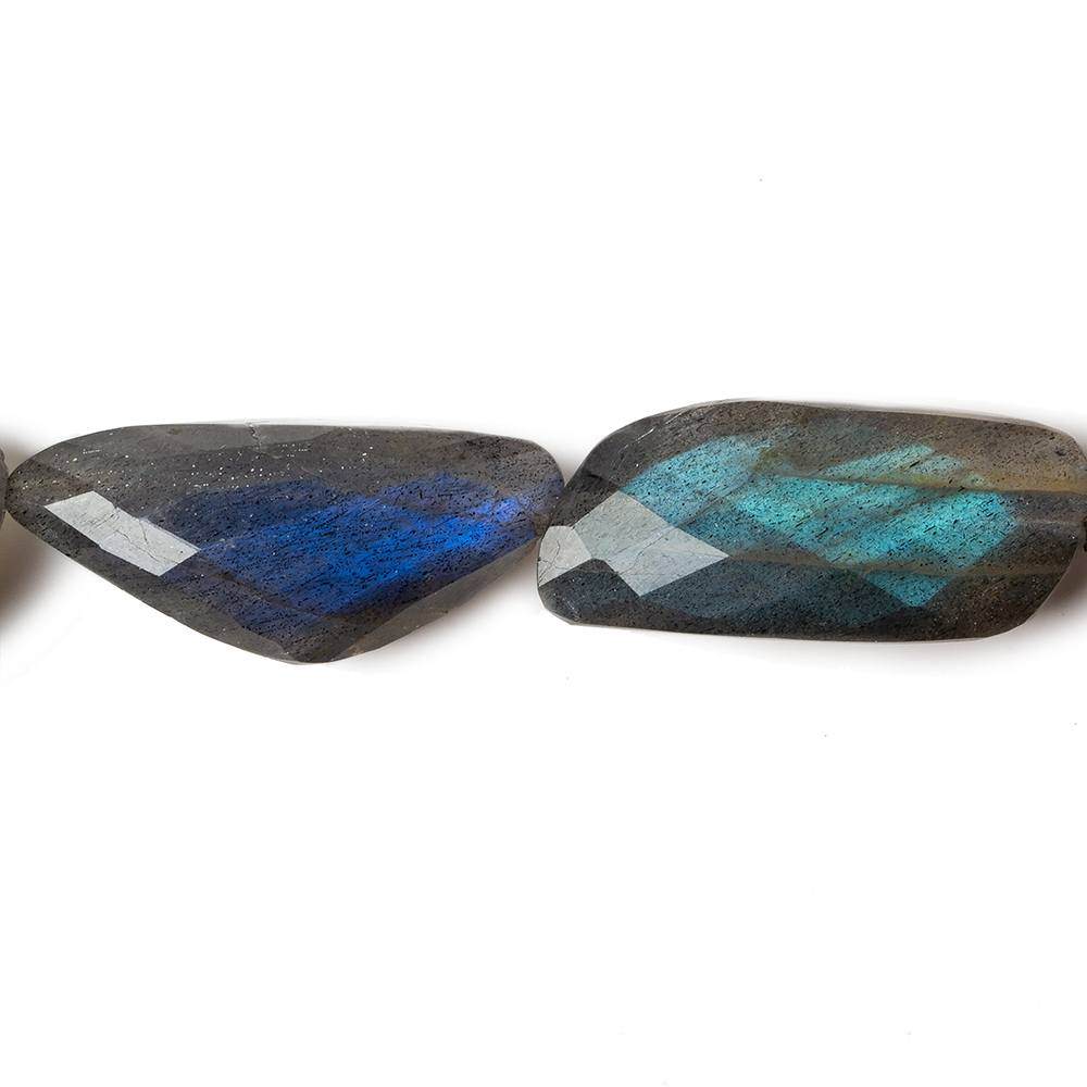 14x13-20x13mm Black Labradorite straight drill faceted nuggets 8 inch 8 beads - Beadsofcambay.com