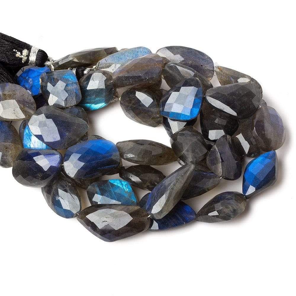 14x13-20x13mm Black Labradorite straight drill faceted nuggets 8 inch 8 beads - Beadsofcambay.com