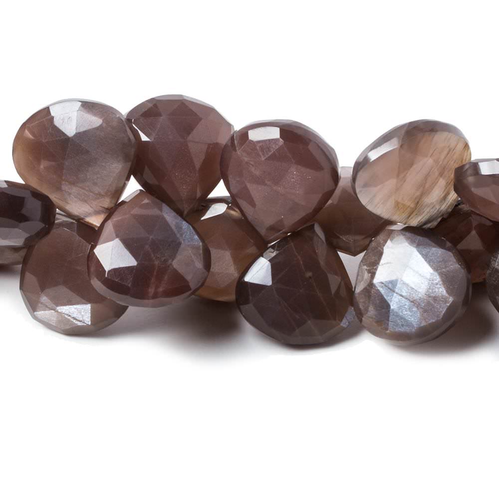14x14-16x16mm Chocolate Moonstone faceted heart beads 7.5 inch 34 pcs - Beadsofcambay.com