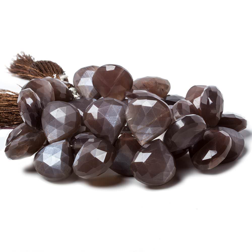14x14-16x16mm Chocolate Moonstone faceted heart beads 7.5 inch 34 pcs - Beadsofcambay.com