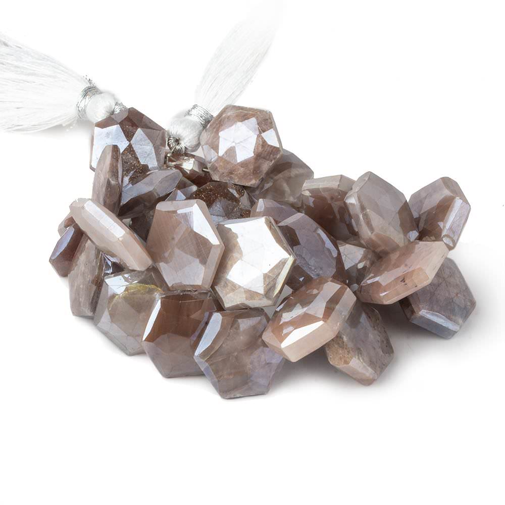 14x14-16x16mm Mystic Chocolate Moonstone Faceted Hexagonals 8 inch 32 beads - Beadsofcambay.com