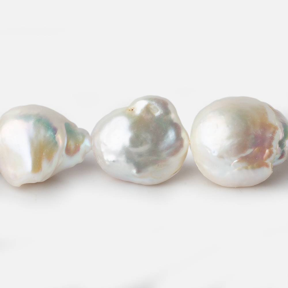 14x14-16x20mm White Ultra Baroque Freshwater Pearl 16 inch 21 pieces A - Beadsofcambay.com