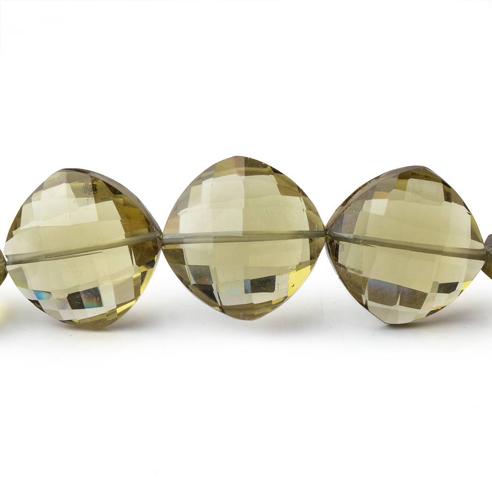 14x14-17x17mm Olive Quartz Faceted Pillow Beads 16 inch 27 pieces AAA - Beadsofcambay.com