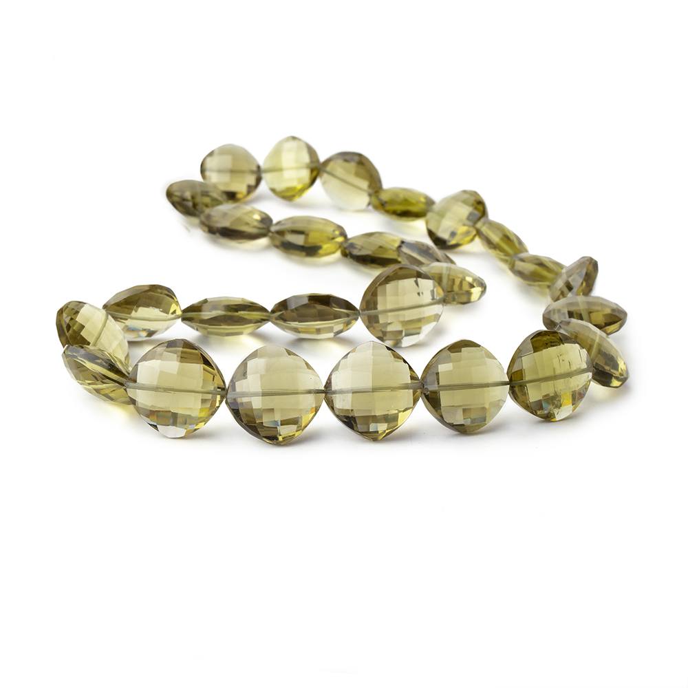 14x14-17x17mm Olive Quartz Faceted Pillow Beads 16 inch 27 pieces AAA - Beadsofcambay.com
