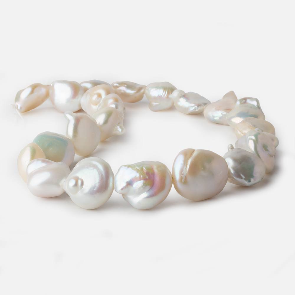14x14-18x27mm Off White Ultra Baroque Freshwater Pearl 16 inch 13 pieces A - Beadsofcambay.com