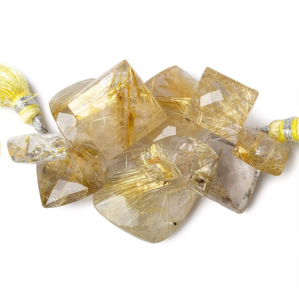 14x14-23x22mm Golden Rutilated Quartz faceted cushion and square beads 10 pieces AAA - Beadsofcambay.com