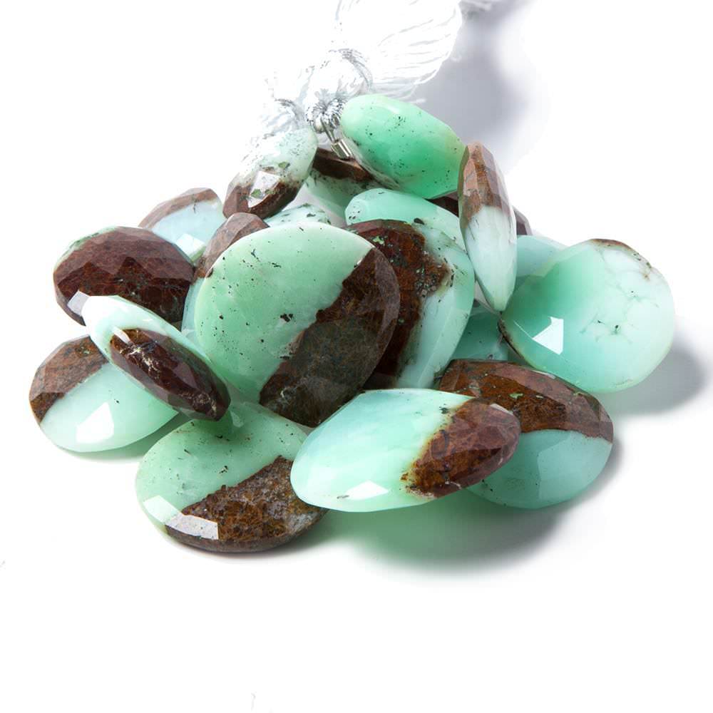 14x14-24x24mm Chrysoprase & Matrix faceted Heart beads 4.25 inch 11 pieces - Beadsofcambay.com