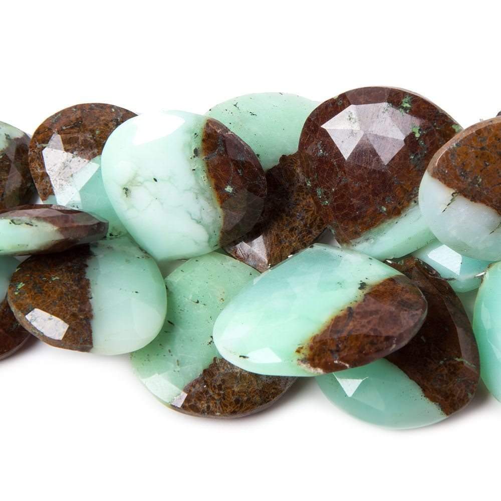 14x14-24x24mm Chrysoprase & Matrix faceted Heart beads 4.25 inch 11 pieces - Beadsofcambay.com