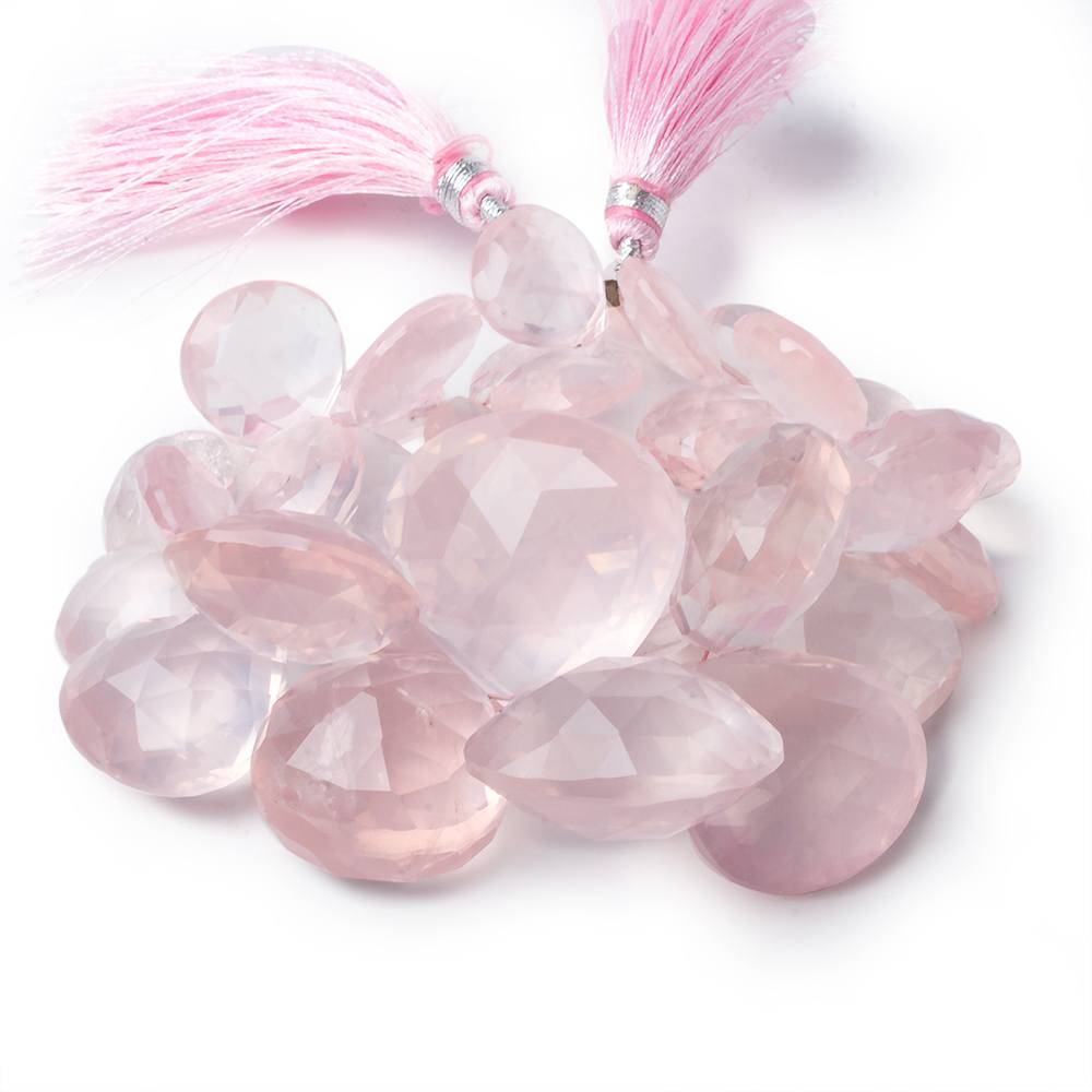 14x14-26x26mm Rose Quartz faceted heart beads 8 inch 33 pieces AA - Beadsofcambay.com