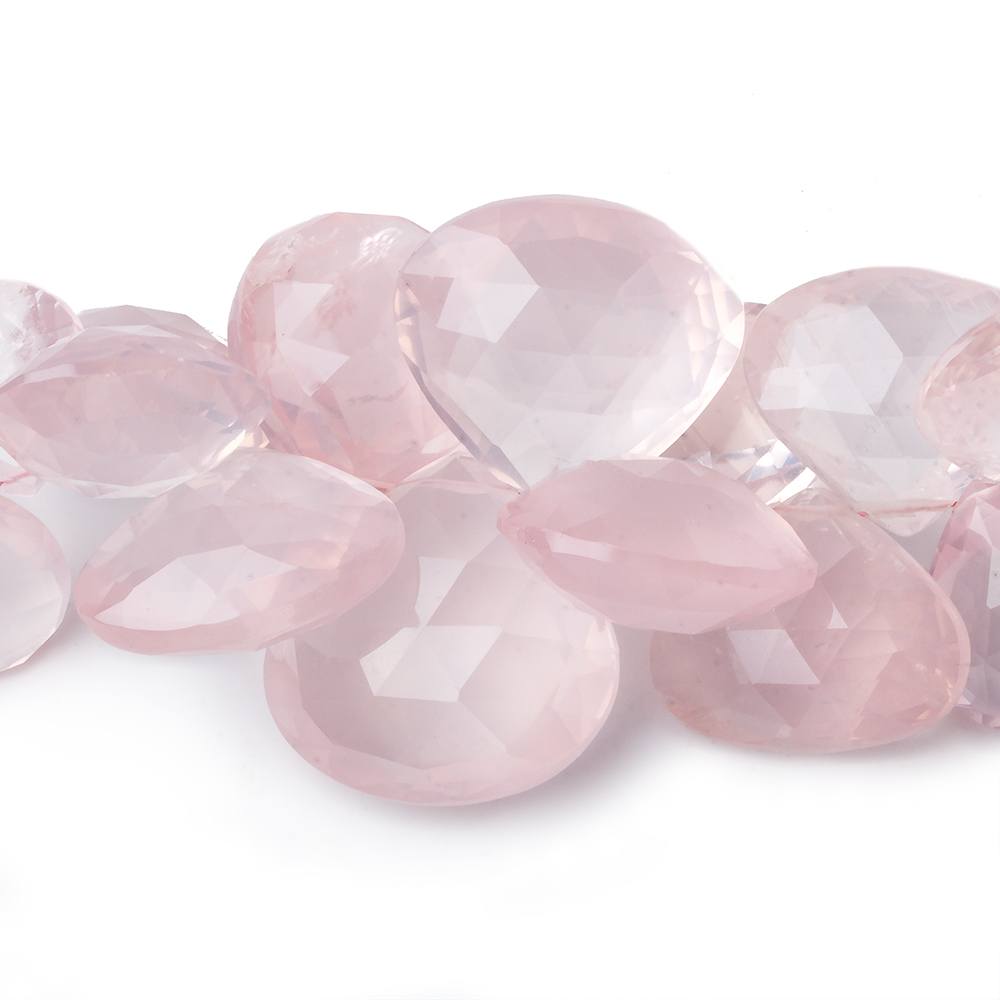 14x14-26x26mm Rose Quartz faceted heart beads 8 inch 33 pieces AA - Beadsofcambay.com