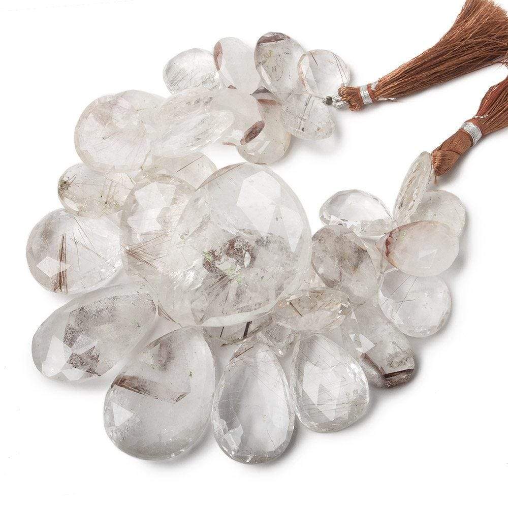 14x14-47x34mm Ferrous Quartz Pear and Heart Briolette 7.5 inch 32 Beads - Beadsofcambay.com